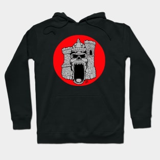 Broskull Logo V.2 Grey Castle with Red Sun Small Name Hoodie